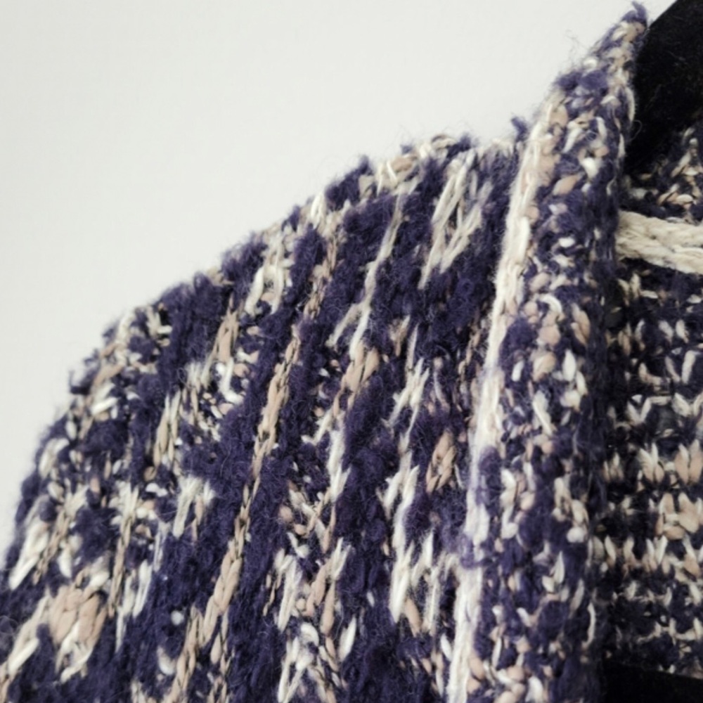 Lucky Brand Navy Geometric Intarsia Alpaca Blend Knit Sweater Cardigan Sz Large - Picture 7 of 11